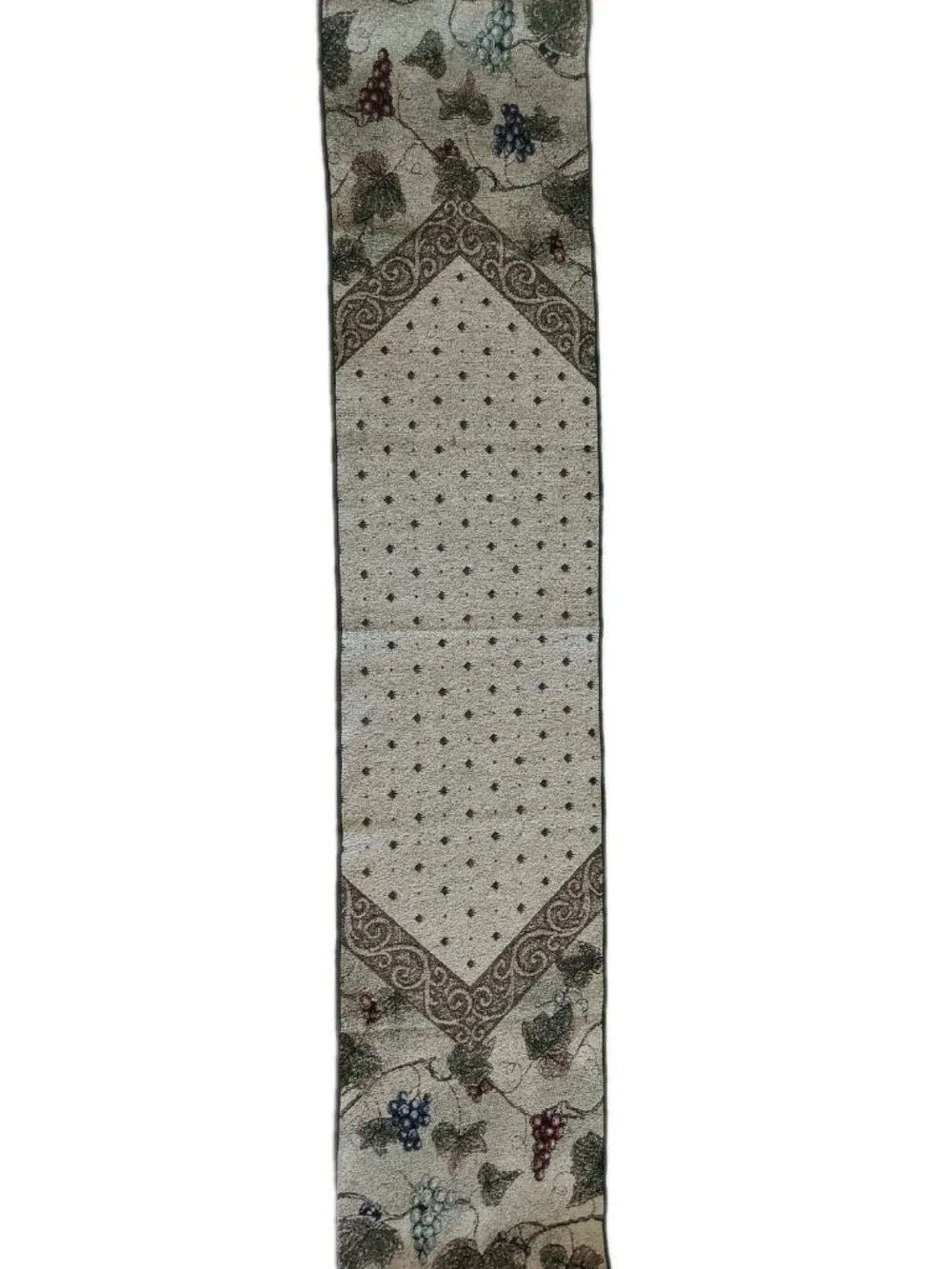 Tapestry table runner with lace and a beautiful grapevine design 71